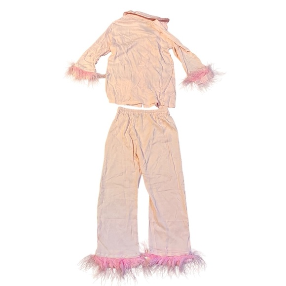 Sleeper Pink Feather-Trim Pajama Set - Picture 3 of 10
